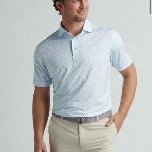 Peter Millar Light Blue Patterned Polo Shirt